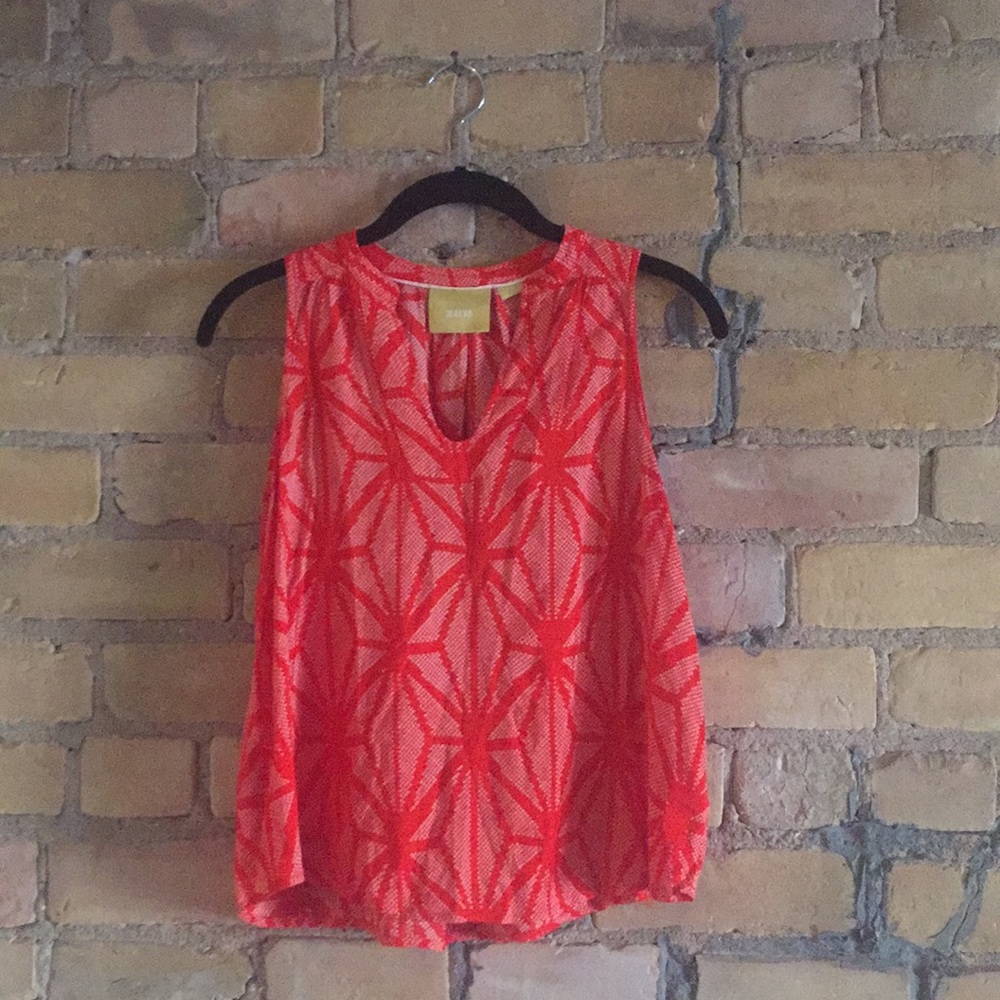 Anthropologie coral/orange tank blouse